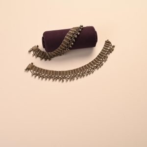 Bean Ball Oxidized Anklet-Pair