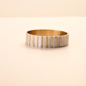 Mother of Pearl Inlay Brass Bangle