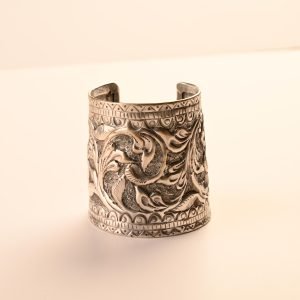 Nazaakat Oxidised Floral Hand Cuff(Open Cuff)