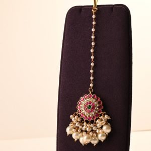 Statement Pachi Kundan Elegant Maang Tikka with Pearls