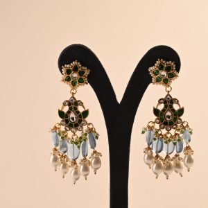 Paachi Kundan Green  Peacock Peal Earrings