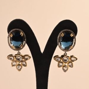 Kundan Stone (Navy Blue)  Earrings