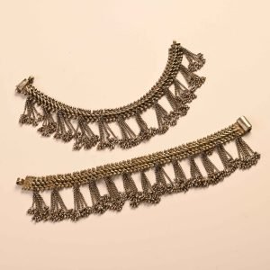 Drop Chain Oxidized Anklet-Pair