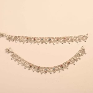 Sanjog Silver Plated Anklet-Pair