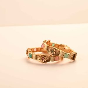 Emerald Gold Plated Bangles-Set of 2