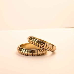 Diamond shape Brass Gold Plated Bangles-Set of 2