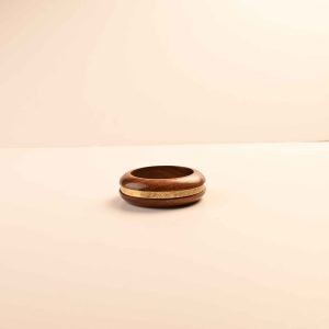 Acacia Wood Bangle with Printed Brass Sheet Inlay