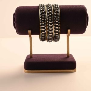 Beaded Silver Resin Bangles-3