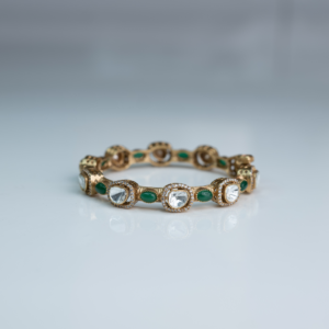 Polki Emerald Antique Openable Bangle-2.4/2.6