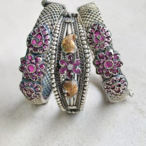Blush Pink Oxidized Openable Bangle-1-(2.4/2.6)